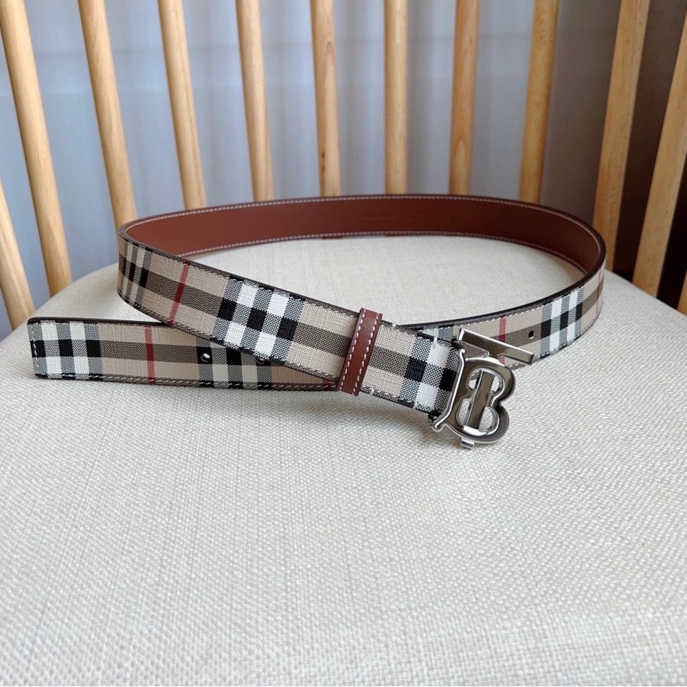 Burberry Classic Check Belt with Silver Buckle - Picture 2 of 8